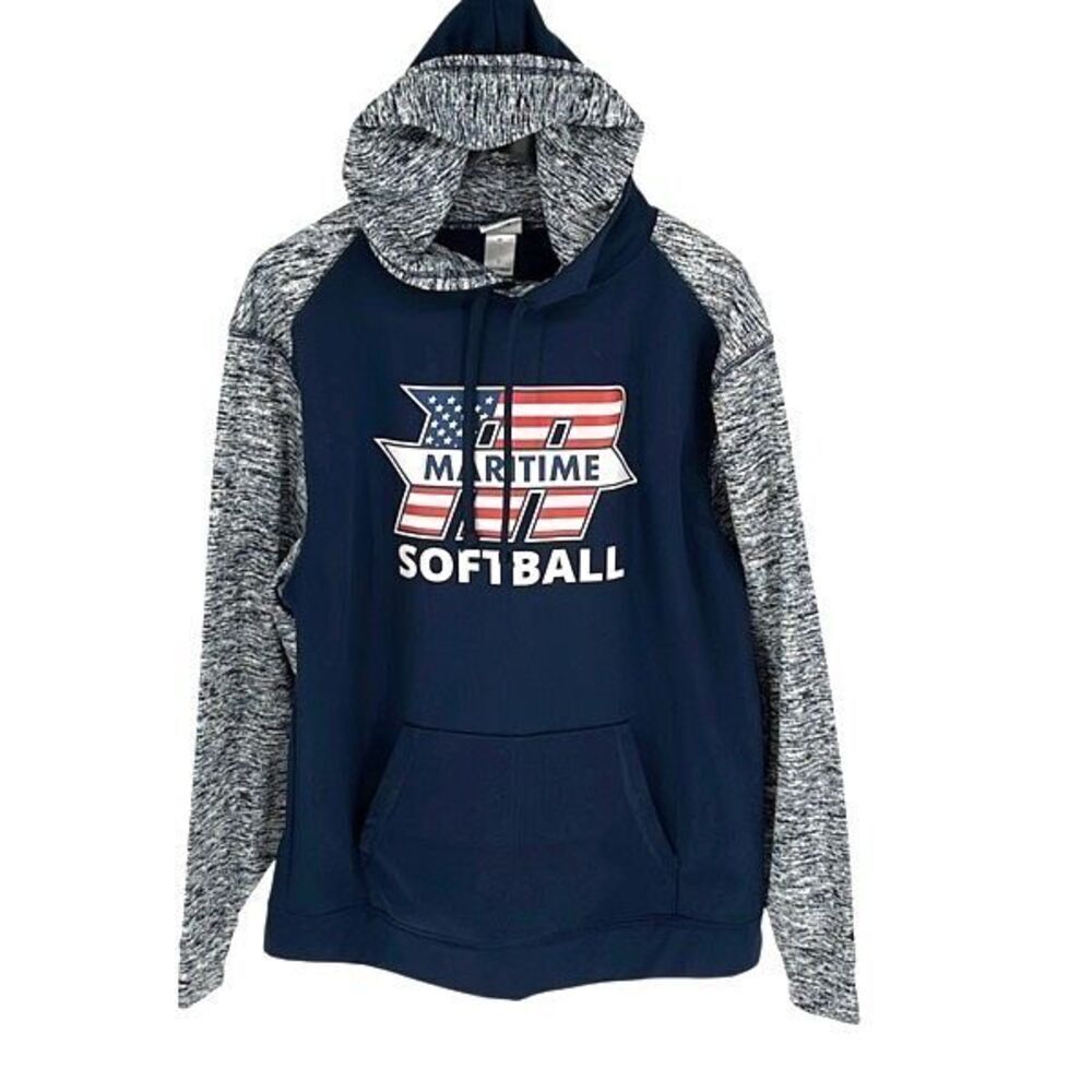 Badger Sport Womens Maritime Softball Heather Hoodies Blue Gray Medium